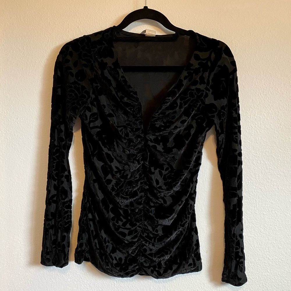 Vintage Line Up Floral Velour Blouse